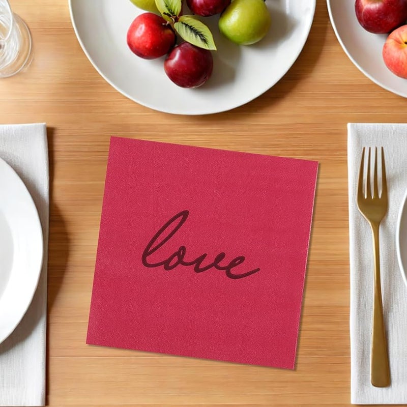 SOIMISS 80 Pack Valentine Day Paper Napkins Disposable Luncheon Dinner Party Supplies - Image 4